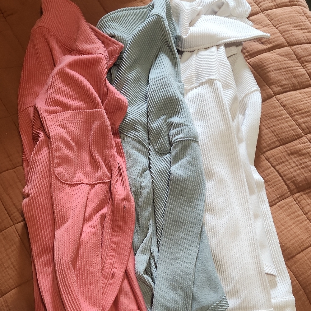 Maurices Ribbed Cardigan Set - Coral, Sage, and Ivory